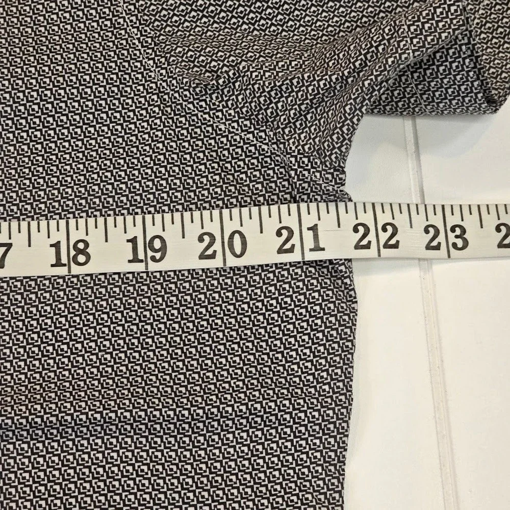 Theory Men's Medium Zack S Shirt Black White Geometric Corner Print Short Sleeve